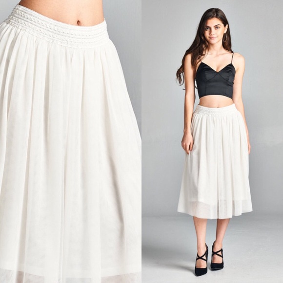 LAST 1๐ธ tulle midi full skirt tutu white - Picture 5 of 6